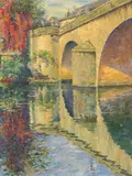 Abel George Warshawsky, Reflections of a Stone Bridge in Autumn