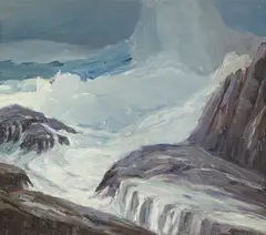 George Joseph Koch, Stormy Sea and White Water, oil on masonite