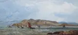 Edward Duncan, Yachts in Loch Crinan from Opposite Don Troon Castle, watercolour