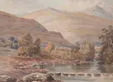 David Cox Sr., Stepping Stones, Betws-y-Coed, watercolour, 30.5 x 40.6cm