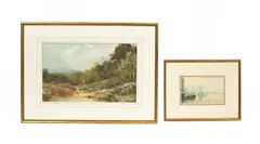 Albert Pollitt, Fisherman by a River, watercolour