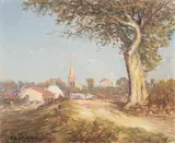 Charles De Saint-Geran, French Village Countryside Scene, oil on board