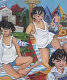 Fay Pomerance, Young Day Trippers, gouache acrylic on board