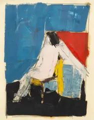Peter Kinley, Seated Nude, oil and pencil on paper