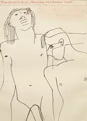 Keith Vaughan, Il voulait voir le verite, illustration for Conte from Les Illuminations, black ink on paper