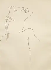 Keith Vaughan, Male Nude in Profile, head and shoulders, black ink on paper