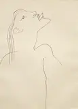 Keith Vaughan, Male Nude in Profile, head and shoulders, black ink on paper