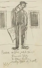 Keith Vaughan, Railway Porter, circa 1956, pencil