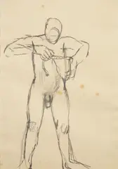 Keith Vaughan, Standing Male Figure, pencil