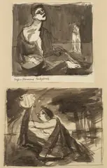 Keith Vaughan, Superflumina Babylonis, circa 1960, pen, ink and sepia wash