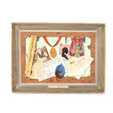 Lawrence Mynott, Trompe L'oeil featuring various ephemera relating to Sir Roy Strong, oil on board