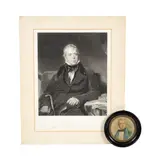 Henry Raeburn, Portrait miniature of Sir Walter Scott (1711-1832), watercolour on vellum, the image 9.5 cm diameter