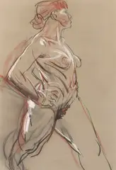 Peter Howson, Female Nude, pastel on paper