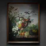 Louize Aletta Hoyer van Brakel, Untitled, A Flower Basket hanging above a Marble Ledge