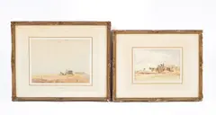 Charles Harrington, At Work on the Coast/Wayside Rest, two watercolours