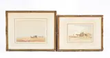 Charles Harrington, At Work on the Coast/Wayside Rest, two watercolours