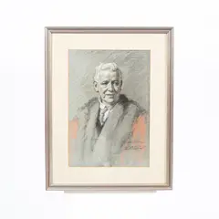 Frank O. Salisbury, Portrait of Sir Charles McRea, charcoal and coloured chalk on grey paper