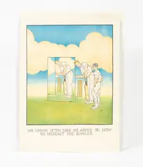 Glen Baxter, Mr Unwin often gave me advice on how to distract the bowler, lithograph 158/200