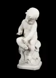Auguste Moreau, Seated Infant, carved marble