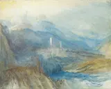 J. M. W. Turner, Hospenthal, Fall of St Gothard, Sunset, watercolour