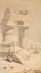 David Roberts, The Ruins of the Temple of Kom Obo, watercolour