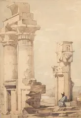 David Roberts, The Little Temple of Wadi Kardassy, watercolour