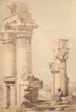 David Roberts, The Little Temple of Wadi Kardassy, watercolour