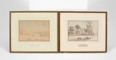 Anthony Devis, Two Rural Landscape Studies, watercolour and pencil with pen and ink on paper