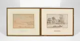 Anthony Devis, Two Rural Landscape Studies, watercolour and pencil with pen and ink on paper