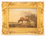 Jan Kobell, A Ewe and a Lamb in an Open Landscape, oil on canvas