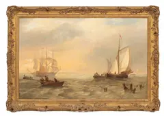 Shipping in the Channel by James Wilson Carmichael, oil on canvas, offered Jun 2024