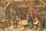 Lionel Joseph Williams, The Halt on the Way and the Story of the Battle, watercolour heightened with white