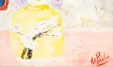 Jean de Paul, Still Life with Vase of Flowers, mixed media on paper