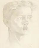 Sigmund Pollitzer, Head Study of a Young Man, pencil