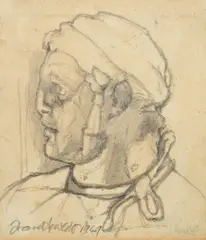 Male Head Study by Francis Hewlett, pencil, offered May 2024