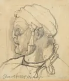 Francis Hewlett, Male Head Study, pencil