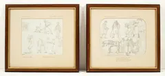 Henry Thomas Alken, Pair of Sketches with Caricatured Figures, pencil with traces of crayon