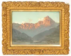 Ralph Peacock, Dusk at Gotthard Pass, Switzerland, oil on canvasboard