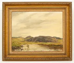 William E. Barrington-Browne, Bothy Pool, River Gruinard, oil on board