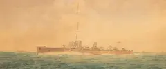 Irwin John David Bevan, H M S Sabre, watercolour