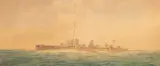 Irwin John David Bevan, H M S Sabre, watercolour