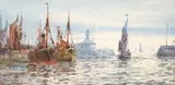 Frederick William Scarborough, Harbour Scene, watercolour