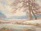 Alfred John Billinghurst, Winter Landscape, oil on canvas board