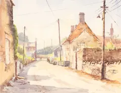 Sydney Foley, Village Street Scene, watercolour