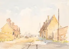 Sydney Foley, Village Street Scene, watercolour