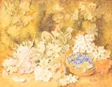 Eloise Harriet Stannard, Still Life with Baskets of Flowers, watercolour