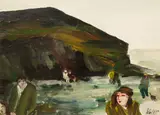 Gill Watkiss, Winters Day, Chapel Porth, gouache