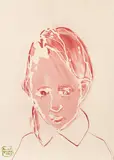 Laurent Godard, Three Portraits of Children, acrylic on canvas, with an exhibition catalogue