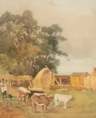 Stanley Anderson, Farmyard Landscape, watercolour
