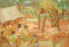 Pham Thanh Tam, Vietnam War Sketch, watercolour and gouache